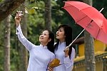 Students in Ao dai dress in Hanoi